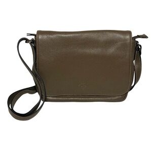 Katana Paris Taupe Leather Flap Shoulder Bag Made in France Brown Crossbody